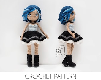 CROCHET PATTERN Doll Roxy crochet amigurumi girl doll stuffed plush toy / Handmade gift