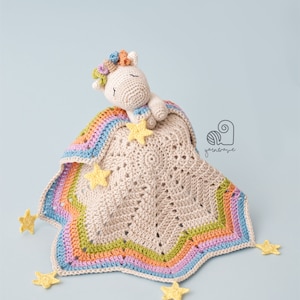 CROCHET PATTERN Celeste the Unicorn crochet amigurumi lovey security comfort blanket / Handmade baby shower newborn gift image 4