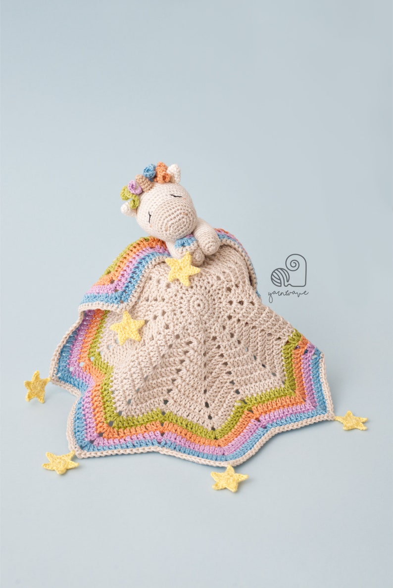 CROCHET PATTERN Celeste the Unicorn crochet amigurumi lovey security comfort blanket / Handmade baby shower newborn gift image 4