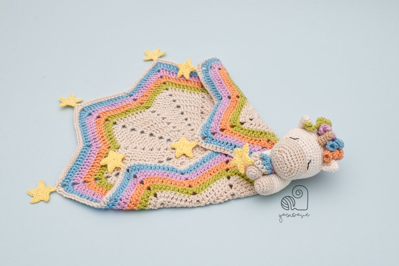 CROCHET PATTERN Celeste the Unicorn crochet amigurumi lovey security comfort blanket / Handmade baby shower newborn gift image 3