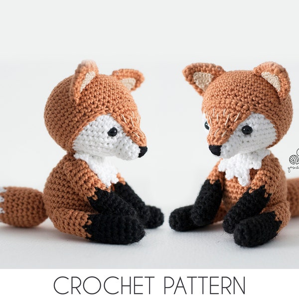 CROCHET PATTERN Lucy the Fox crochet amigurumi stuffed sitting forest animal plush toy / Handmade gift