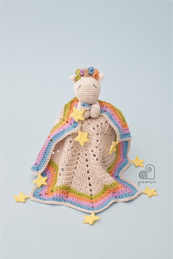 CROCHET PATTERN Celeste the Unicorn crochet amigurumi lovey security comfort blanket / Handmade baby shower newborn gift