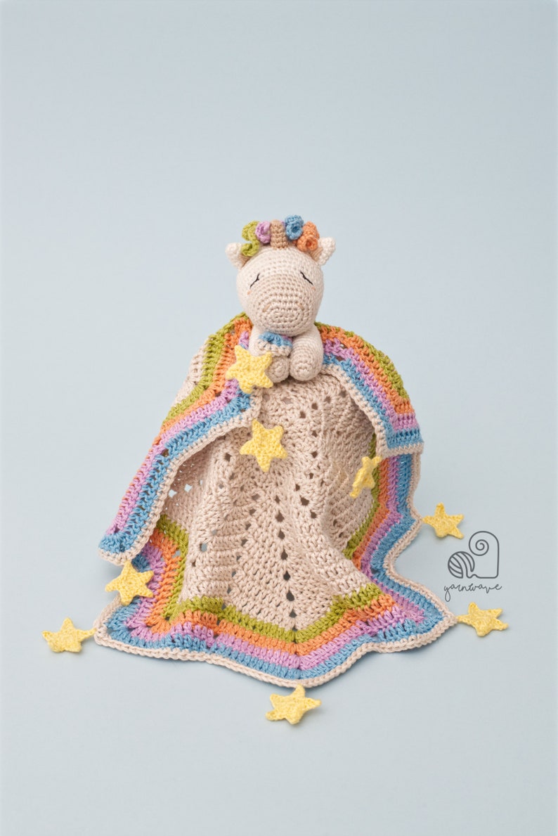 CROCHET PATTERN Celeste the Unicorn crochet amigurumi lovey security comfort blanket / Handmade baby shower newborn gift image 6