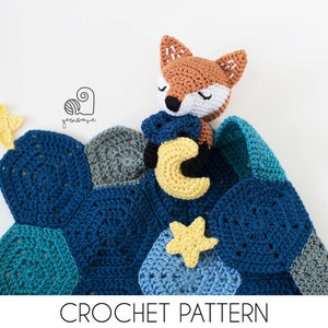 CROCHET PATTERN Lucy the Fox crochet amigurumi fox lovey security comfort blanket / Handmade baby shower newborn gift image 1