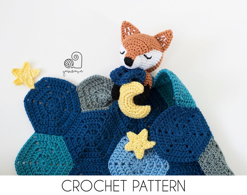 CROCHET PATTERN Lucy the Fox crochet amigurumi fox lovey security comfort blanket / Handmade baby shower newborn gift image 1