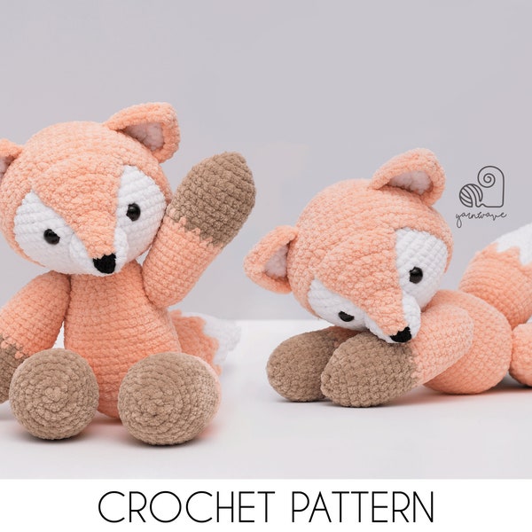 CROCHET PATTERN Fluffy Fox crochet amigurumi stuffed velvet animal plush toy / Handmade gift