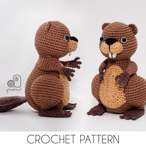 CROCHET PATTERN Barkley the Beaver crochet amigurumi stuffed animal plush toy / Handmade gift