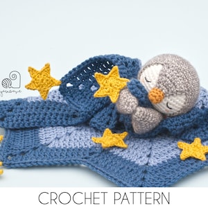 CROCHET PATTERN Peter the Penguin crochet amigurumi lovey security comfort blanket / Handmade baby shower newborn gift