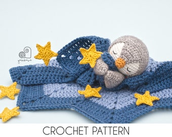 CROCHET PATTERN Peter the Penguin crochet amigurumi lovey security comfort blanket / Handmade baby shower newborn gift