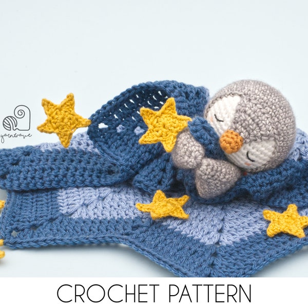 CROCHET PATTERN Peter the Penguin crochet amigurumi lovey security comfort blanket / Handmade baby shower newborn gift