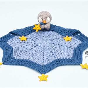 CROCHET PATTERN Peter the Penguin crochet amigurumi lovey security comfort blanket / Handmade baby shower newborn gift afbeelding 3