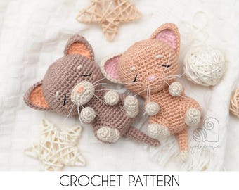 Crochet Pattern: Mochi And Kiko Amigurumi Sleeping Kitten Cat (PDF Download)