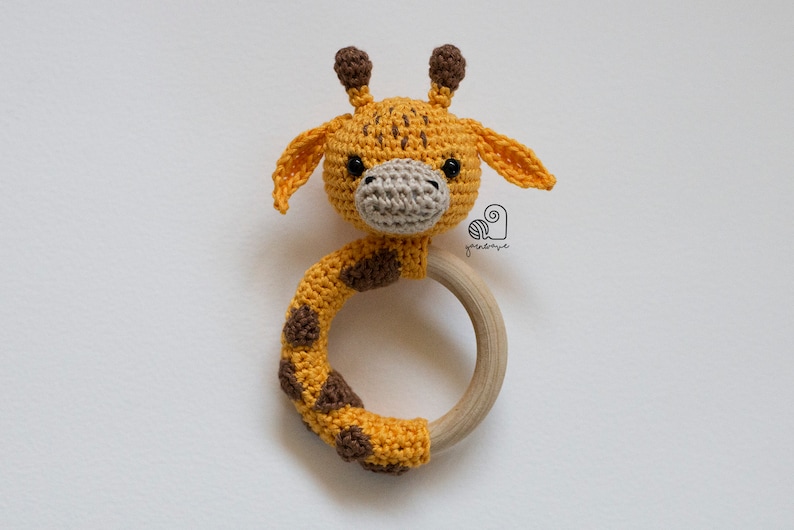 CROCHET PATTERN BUNDLE crochet amigurumi cat kitten giraffe penguin bunny rabbit rattle teether ring / Handmade baby shower newborn gift image 4