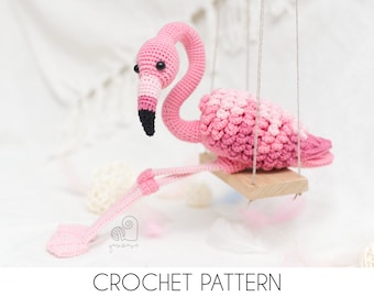 Crochet Flamingo Amigurumi Pattern, Stuffed Bird Toy (PDF Pattern)