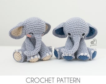 CROCHET PATTERN Joe the Elephant crochet amigurumi stuffed safari animal plush toy / Handmade gift