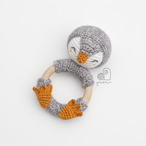 CROCHET PATTERN BUNDLE crochet amigurumi cat kitten giraffe penguin bunny rabbit rattle teether ring / Handmade baby shower newborn gift image 2