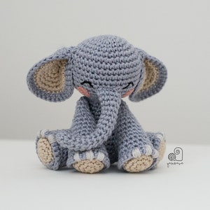 CROCHET PATTERN Joe the Elephant crochet amigurumi stuffed safari animal plush toy / Handmade gift image 2