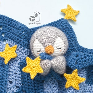 CROCHET PATTERN Peter the Penguin crochet amigurumi lovey security comfort blanket / Handmade baby shower newborn gift afbeelding 6