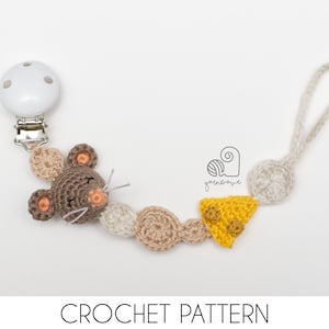CROCHET PATTERN Max the Mouse Pacifier Clip crochet amigurumi pacifier holder / Handmade gift for baby shower