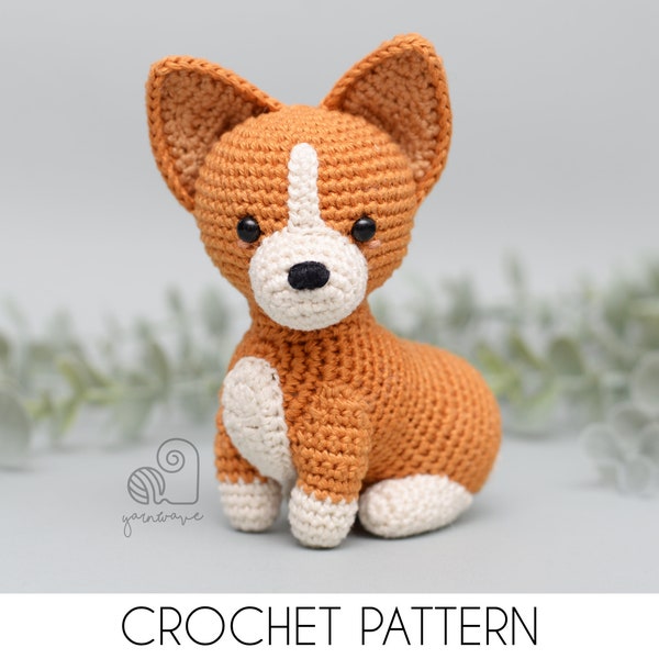 CROCHET PATTERN Corrie the Corgi crochet amigurumi stuffed dog puppy plush toy / Handmade gift