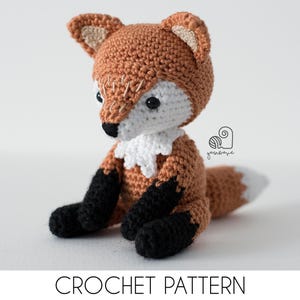 CROCHET PATTERN Lucy the Fox crochet amigurumi stuffed sitting forest animal plush toy / Handmade gift