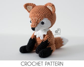 CROCHET PATTERN Lucy the Fox crochet amigurumi stuffed sitting forest animal plush toy / Handmade gift