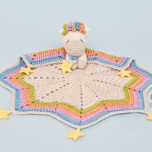 CROCHET PATTERN Celeste the Unicorn crochet amigurumi lovey security comfort blanket / Handmade baby shower newborn gift image 2