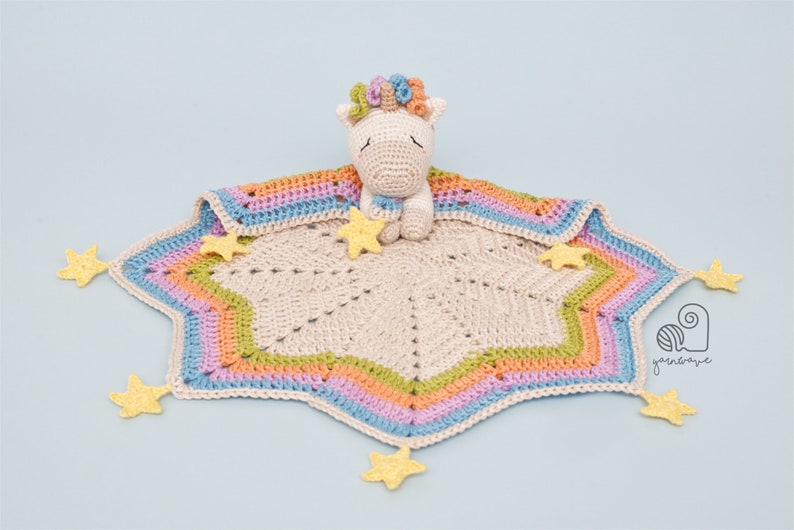 CROCHET PATTERN Celeste the Unicorn crochet amigurumi lovey security comfort blanket / Handmade baby shower newborn gift image 2