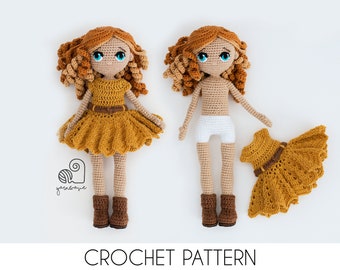 CROCHET PATTERN Doll Emma crochet amigurumi girl doll stuffed plush toy / Handmade gift