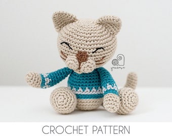CROCHET PATTERN Neko the Cat crochet amigurumi stuffed animal plush toy / Handmade gift