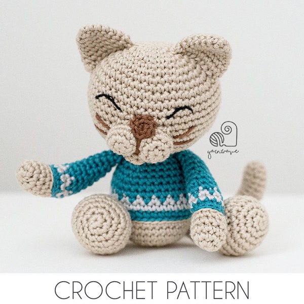 CROCHET PATTERN Neko the Cat crochet amigurumi stuffed animal plush toy / Handmade gift