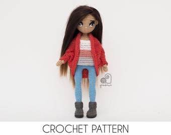 Amigurumi Doll Crochet Pattern, Girl Toy (PDF Pattern)