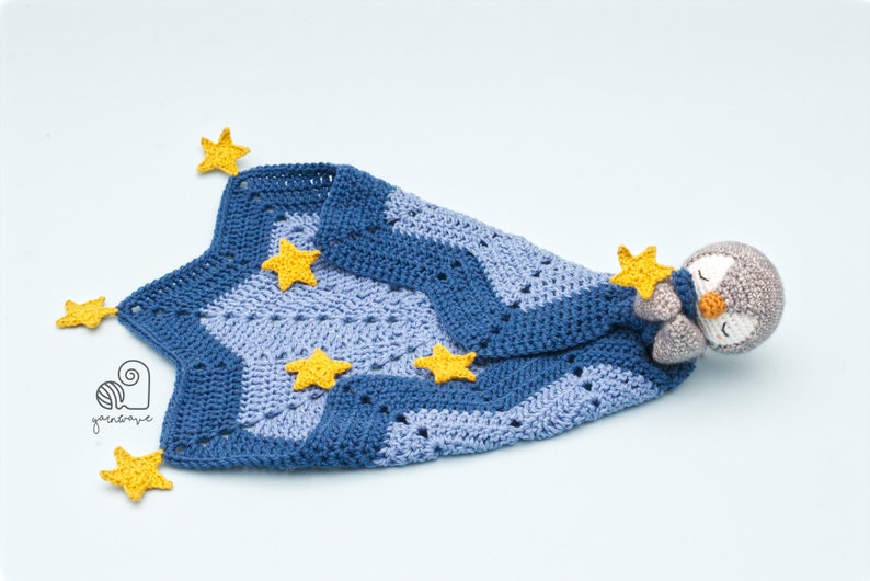 CROCHET PATTERN Peter the Penguin crochet amigurumi lovey security comfort blanket / Handmade baby shower newborn gift afbeelding 2