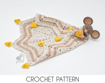 CROCHET PATTERN Max the Mouse crochet amigurumi lovey security comfort blanket / Handmade baby shower newborn gift