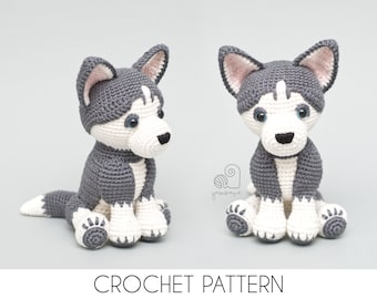 CROCHET PATTERN Hazel the Husky puppy crochet amigurumi stuffed dog plush toy / Handmade gift