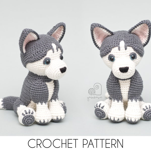 CROCHET PATTERN Hazel the Husky puppy crochet amigurumi stuffed dog plush toy / Handmade gift