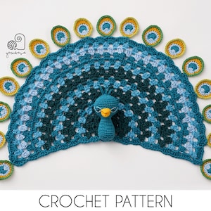 CROCHET PATTERN Patrick the Peacock crochet amigurumi bird lovey security comfort blanket / Handmade baby shower newborn gift