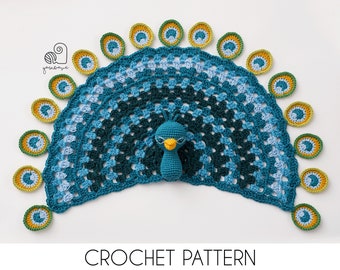 CROCHET PATTERN Patrick the Peacock crochet amigurumi bird lovey security comfort blanket / Handmade baby shower newborn gift