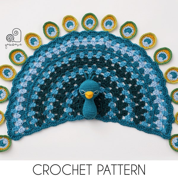 CROCHET PATTERN Patrick the Peacock crochet amigurumi bird lovey security comfort blanket / Handmade baby shower newborn gift