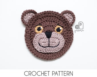 CROCHET PATTERN Teddy Bear Applique crochet animal ornament / Handmade gift for book lovers