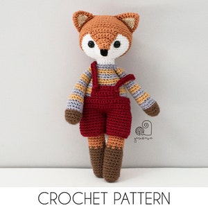 CROCHET PATTERN Milo the Fox crochet amigurumi stuffed dress up outfit forest animal plush toy / Handmade gift
