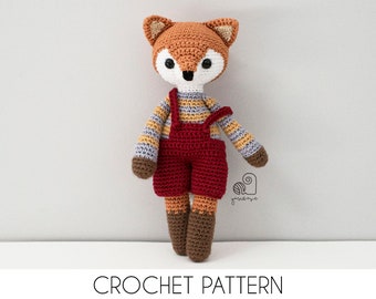 CROCHET PATTERN Milo the Fox crochet amigurumi stuffed dress up outfit forest animal plush toy / Handmade gift