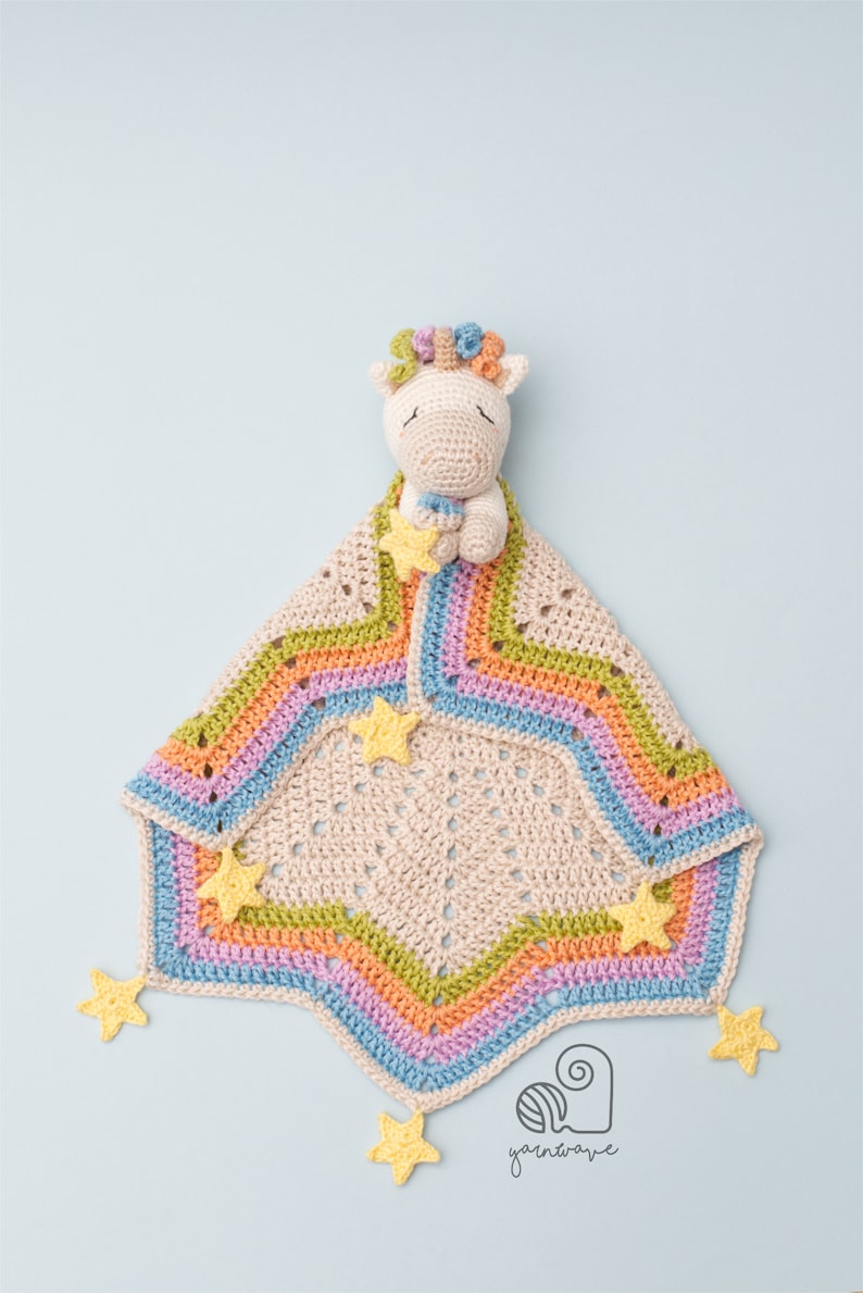 CROCHET PATTERN Celeste the Unicorn crochet amigurumi lovey security comfort blanket / Handmade baby shower newborn gift image 5