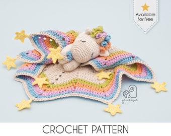 CROCHET PATTERN Celeste the Unicorn crochet amigurumi lovey security comfort blanket / Handmade baby shower newborn gift