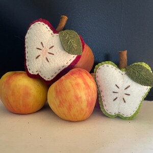 Faux Felt Sliced Apple Tierred Tray, Bowl Filler, Country Decor, Faux Fruit Apple Cupboard Tuck, Farmhouse Kitchen Teachers gift image 2