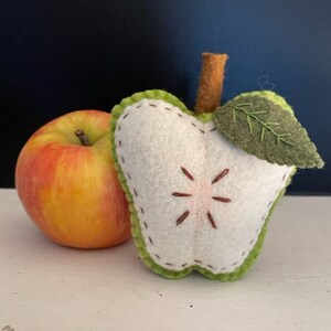 Faux Felt Sliced Apple Tierred Tray, Bowl Filler, Country Decor, Faux Fruit Apple Cupboard Tuck, Farmhouse Kitchen Teachers gift image 4