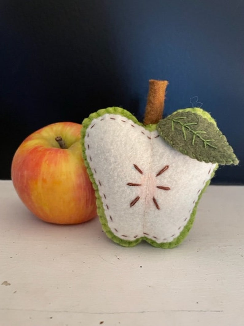 Faux Felt Sliced Apple Tierred Tray, Bowl Filler, Country Decor, Faux Fruit Apple Cupboard Tuck, Farmhouse Kitchen Teachers gift image 4