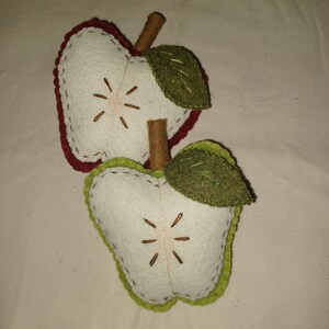 Faux Felt Sliced Apple Tierred Tray, Bowl Filler, Country Decor, Faux Fruit Apple Cupboard Tuck, Farmhouse Kitchen Teachers gift image 5