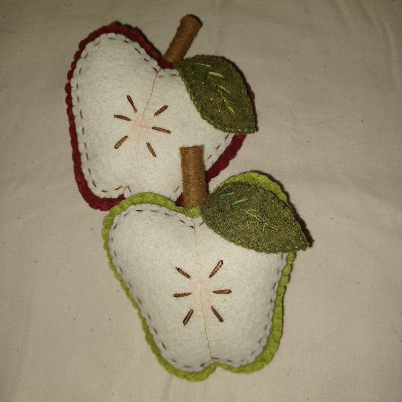Faux Felt Sliced Apple Tierred Tray, Bowl Filler, Country Decor, Faux Fruit Apple Cupboard Tuck, Farmhouse Kitchen Teachers gift image 5