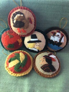 Felt Thanksgiving Ornament/Prim Bowl Fillers Pilgrim, Indian, Corn, Pumpkin,Ship,Turkey Fall Holiday Decor